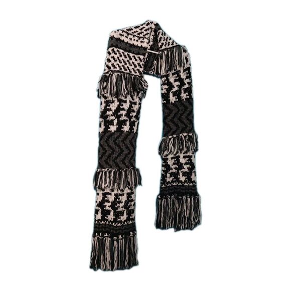 STEVE MADDEN Designer BLACK & WHITE Long Thick Warm Knit SCARF MUFFLER WRAP NWT - Picture 1 of 3